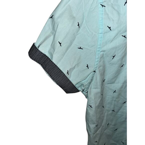 Cactus Man Print Button Down Shirt Mens Size L Slim Fit Blue Ricky Singh - Picture 3 of 5